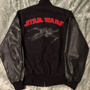 STAR WARS MILLENNIUM COLLECTION BOMBER JACKET, LEATHER WOOL SIZE L RARE VINTAGE